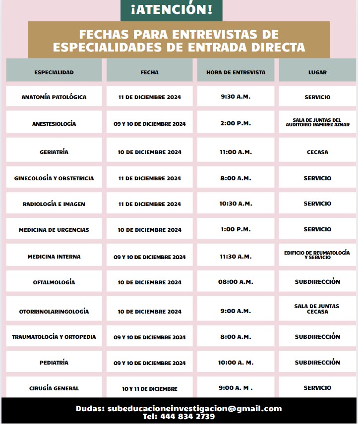 Calendario de entrevistas